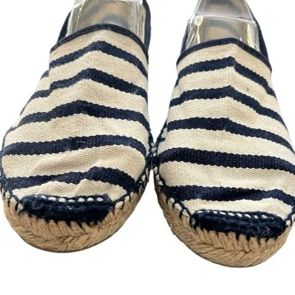 Toni Pons Blue Striped Canvas Classic Jute Flat Espadrille Unisex Size 9 New!